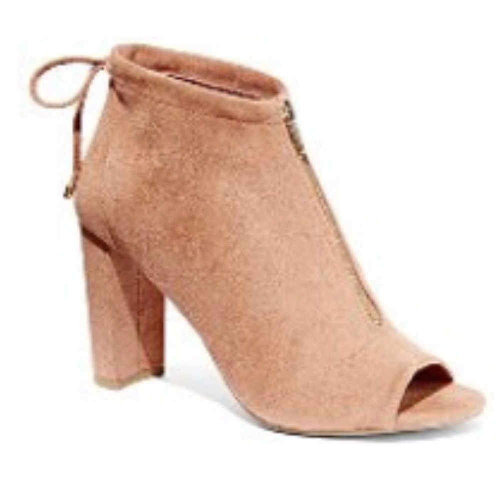 NY&C Zip-Accent Open-Toe Bootie True Beige